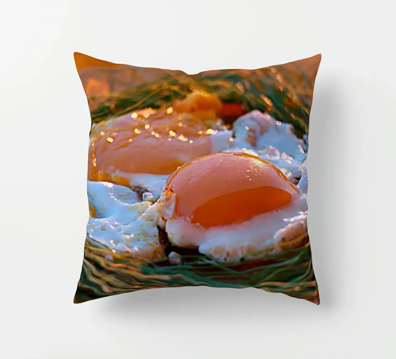 Sunny Side Up Eggs in a Nest - Kunstdruck Stillleben Kissen von jay