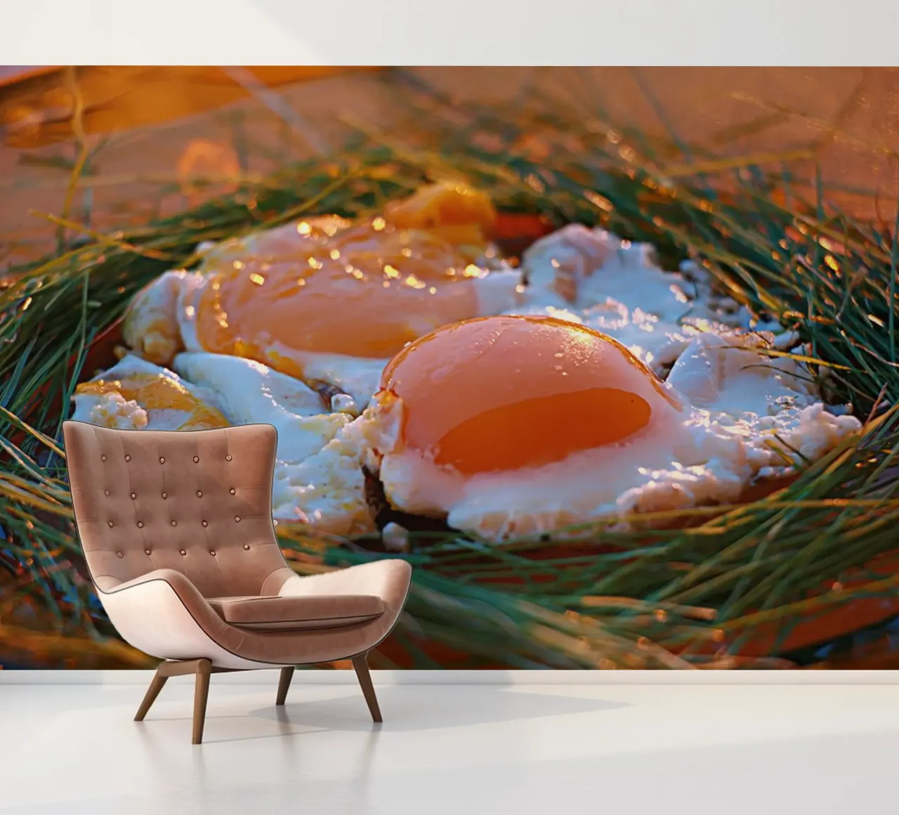 Sunny Side Up Eggs in a Nest - Bodegón Artístico papel para pared de jay