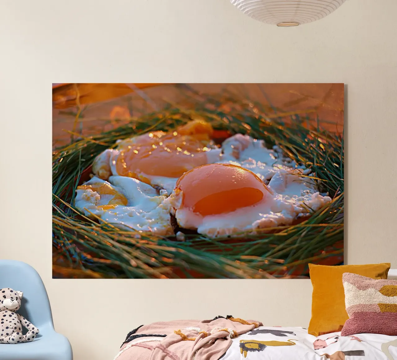 Sunny Side Up Eggs in a Nest - Kunstdruck Stillleben Acryl-Glas von jay