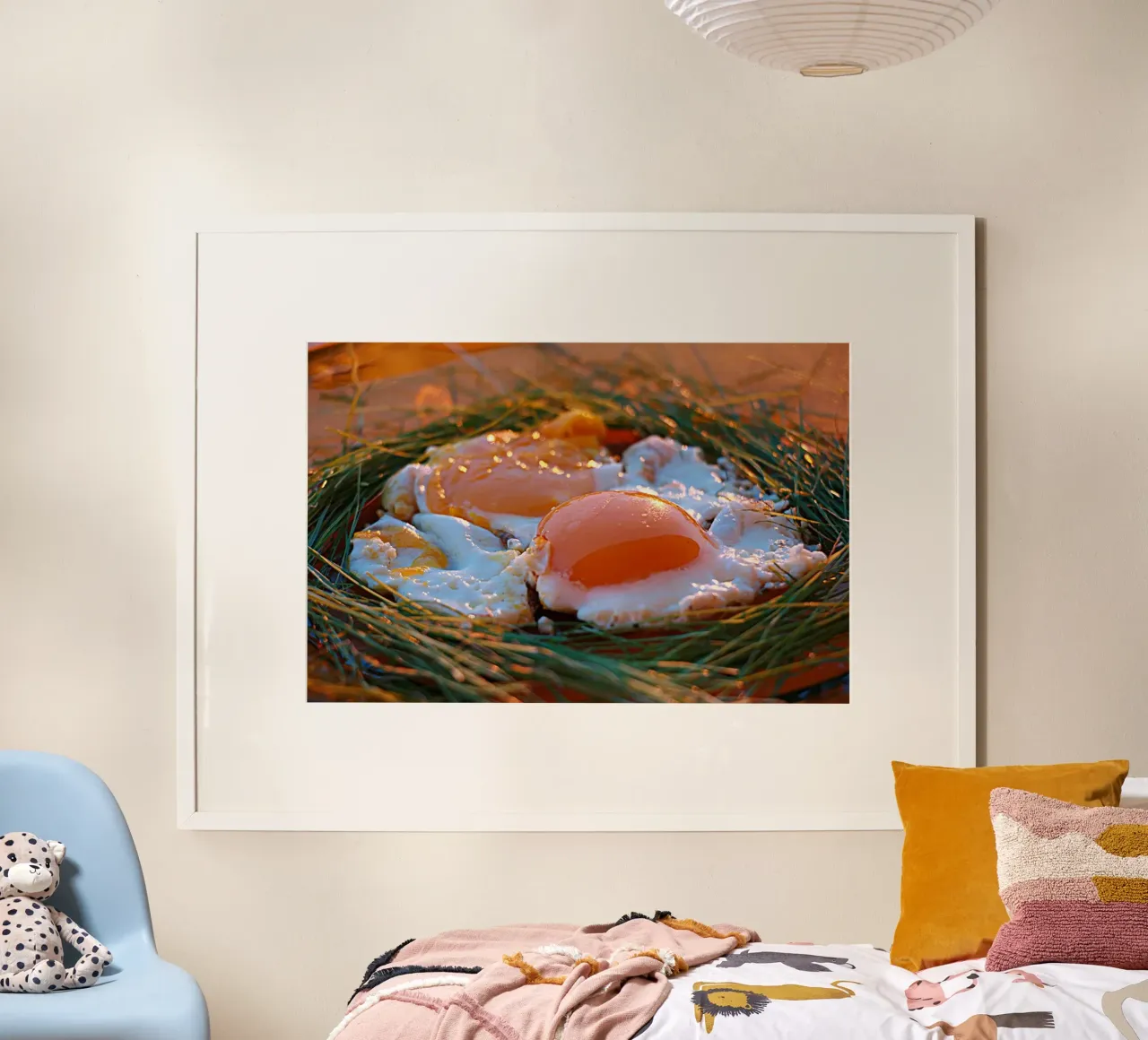 Sunny Side Up Eggs in a Nest - Bodegón Artístico poster de jay