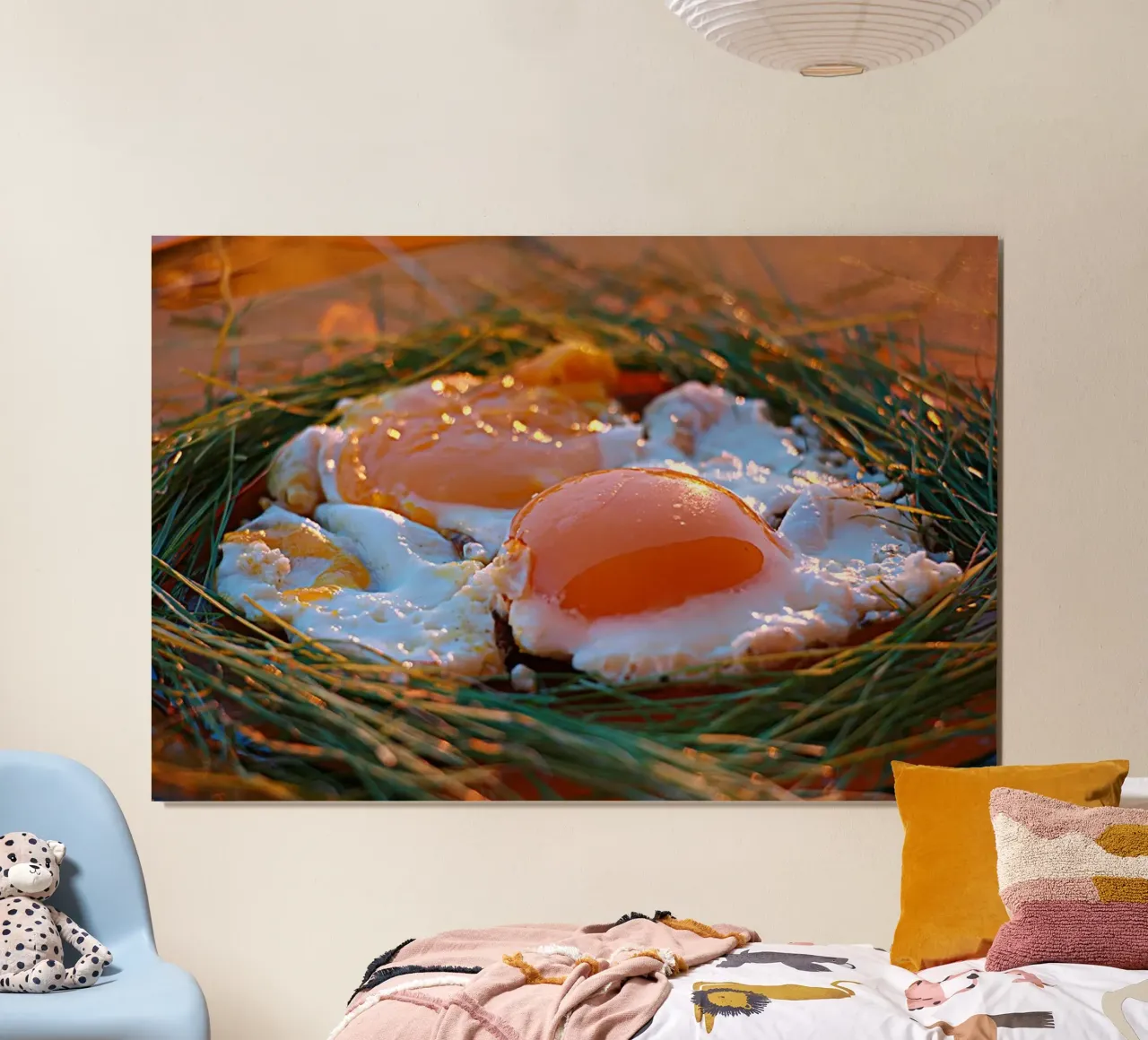 Sunny Side Up Eggs in a Nest - Bodegón Artístico poster de jay