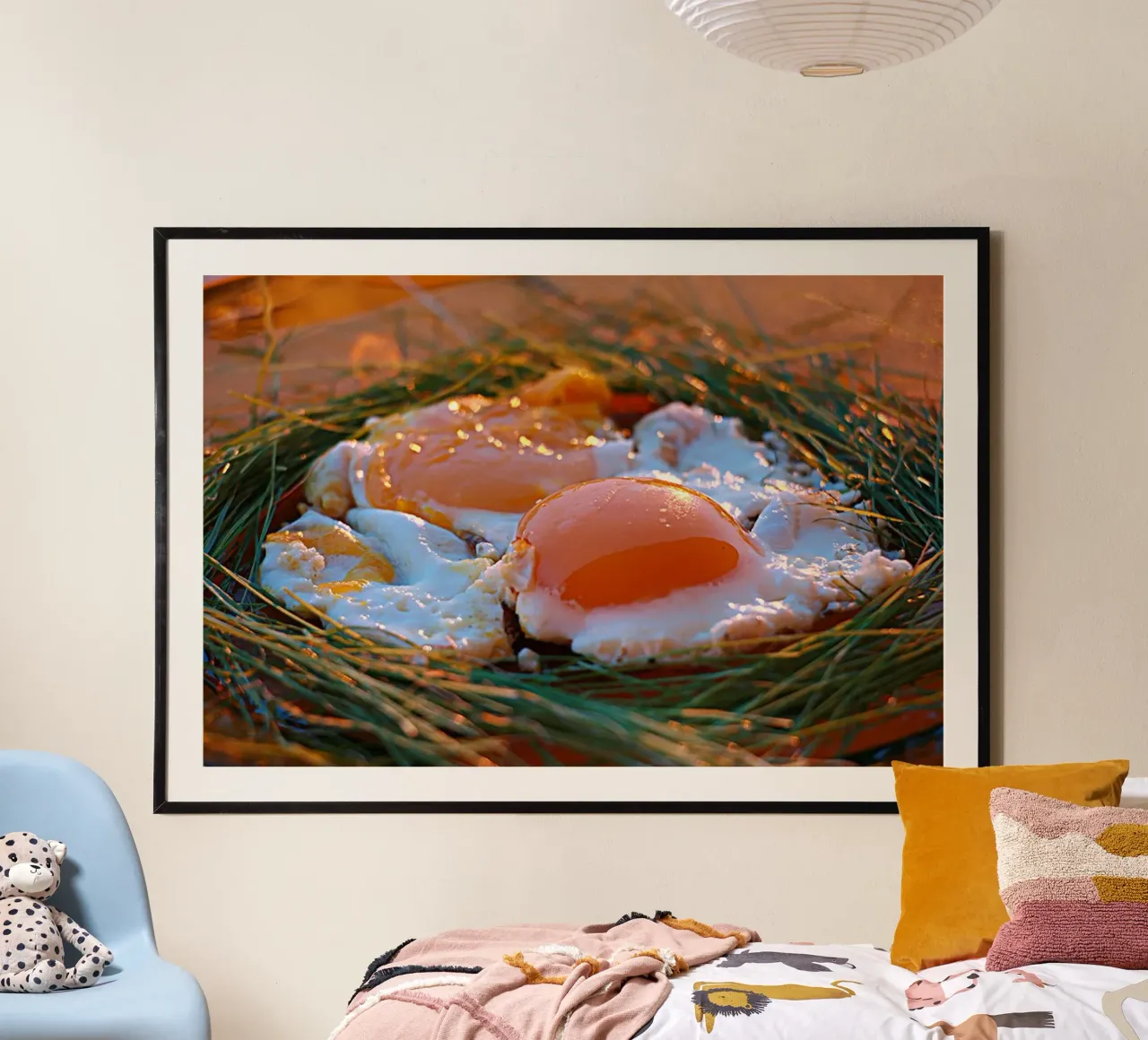 Sunny Side Up Eggs in a Nest - Bodegón Artístico poster de jay