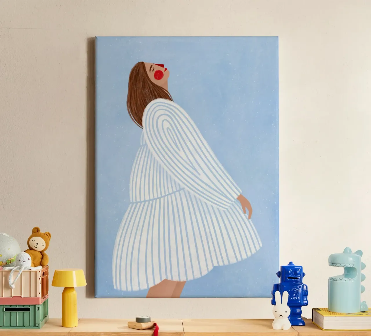 The Woman with the Blue Stripe tela con Cornice a cassetta da Bea Mueller