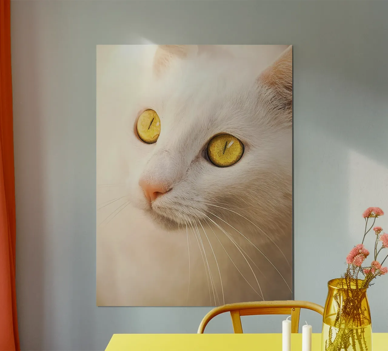 Gatto bianco in primo piano - Ritratto d'autore poster con telaio in plastica da jay