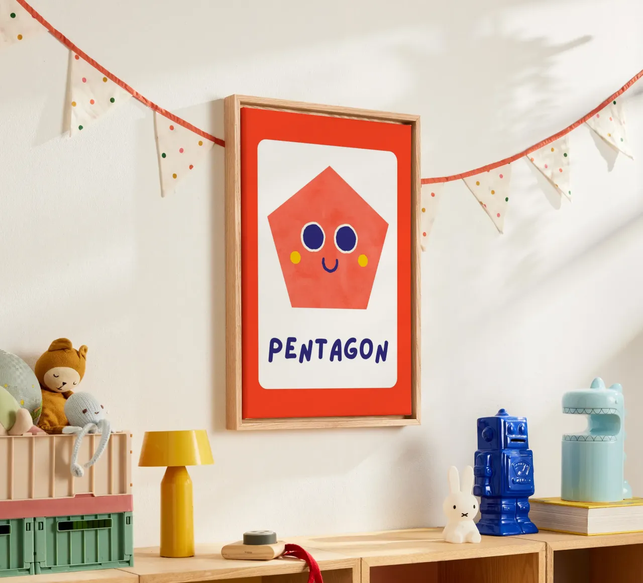 Poster a forma di pentagono - Arte per la cameretta dei bambini tela con Cornice a cassetta da vintagepod