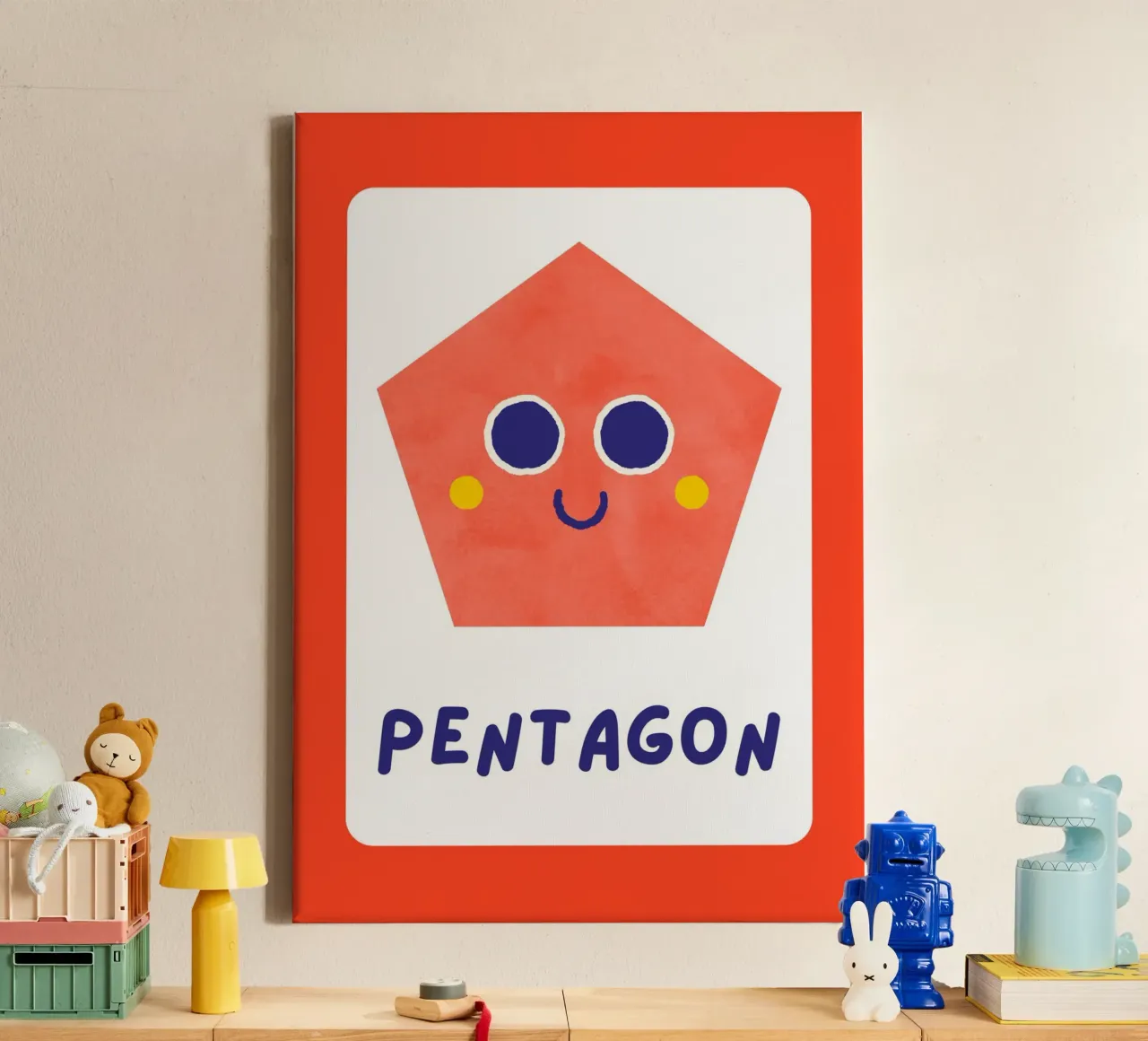 Poster a forma di pentagono - Arte per la cameretta dei bambini tela con Cornice a cassetta da vintagepod