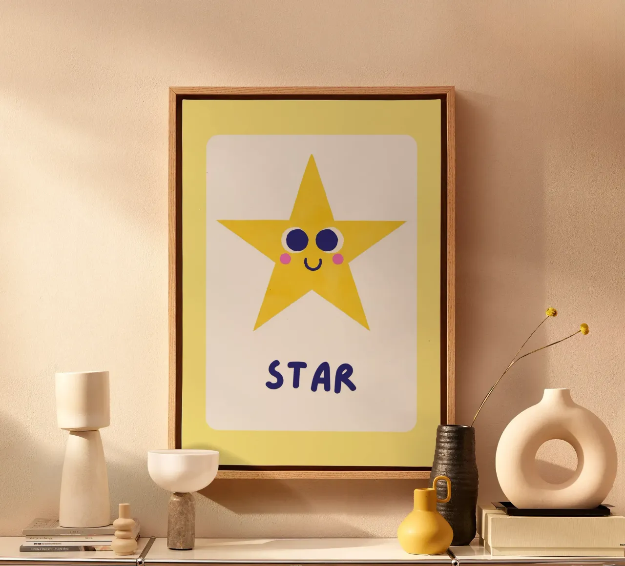 Poster a forma di stella - Arte per la cameretta dei bambini tela con Cornice a cassetta da vintagepod