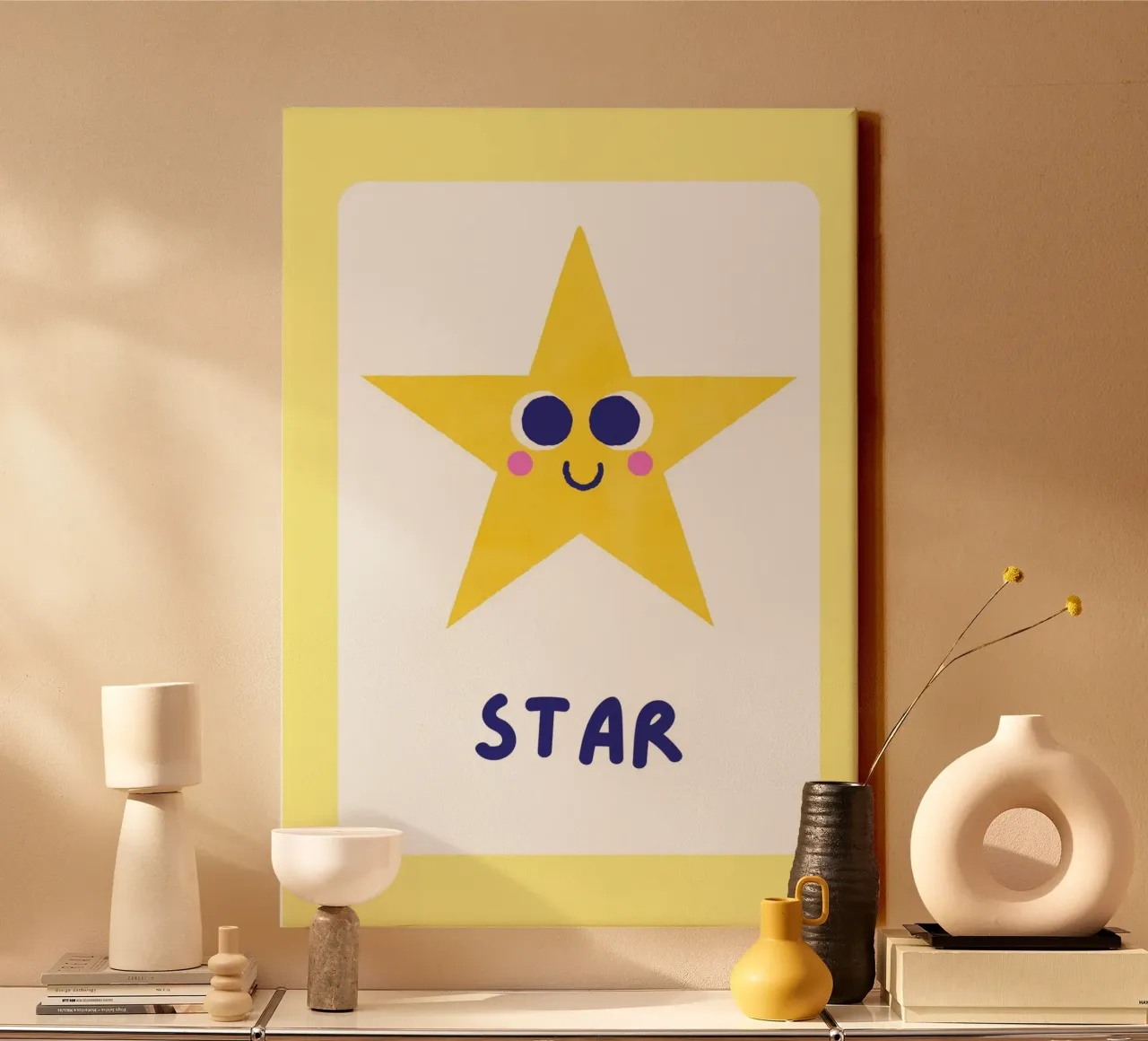 Poster a forma di stella - Arte per la cameretta dei bambini tela con Cornice a cassetta da vintagepod