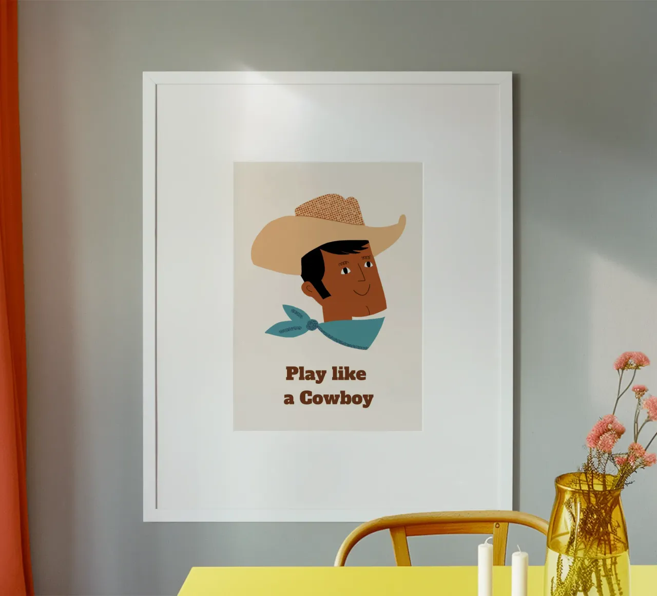"Poster western per bambini "Gioca come un cowboy poster con telaio in plastica da vintagepod