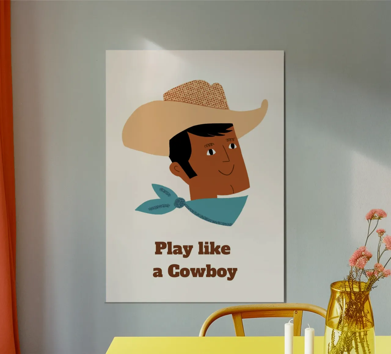 "Poster western per bambini "Gioca come un cowboy poster con telaio in plastica da vintagepod