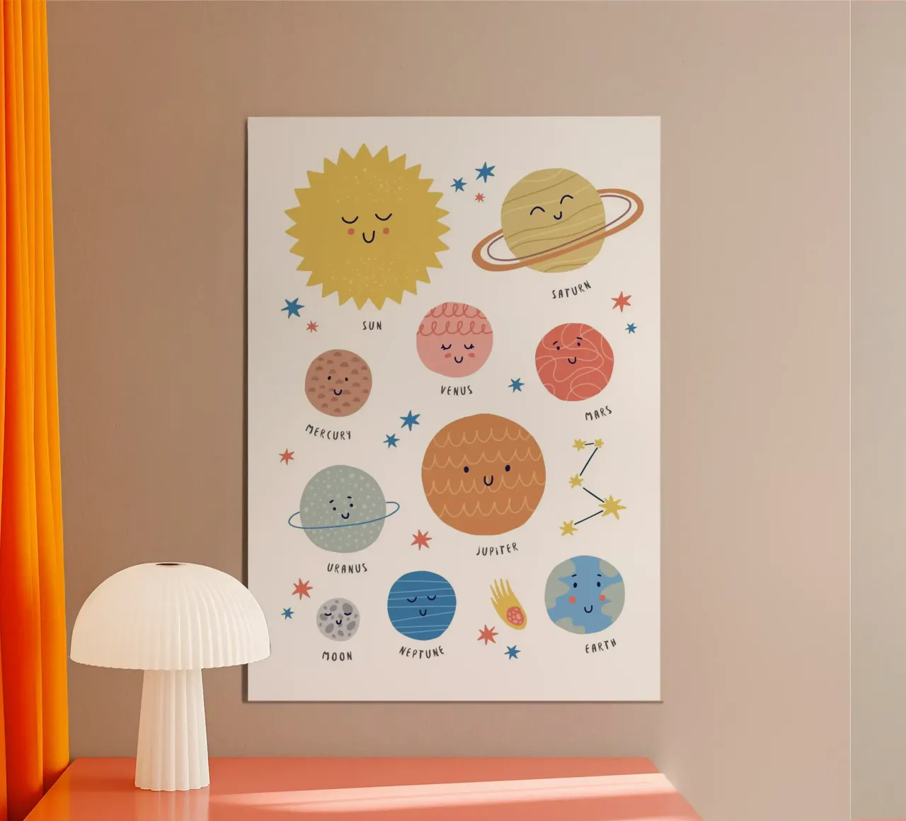 Poster sul sistema solare e la luna per bambini poster da vintagepod