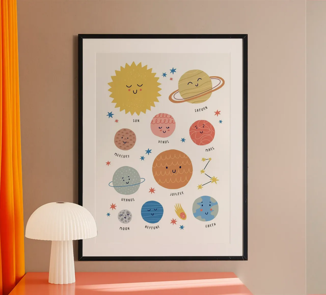 Poster sul sistema solare e la luna per bambini poster da vintagepod