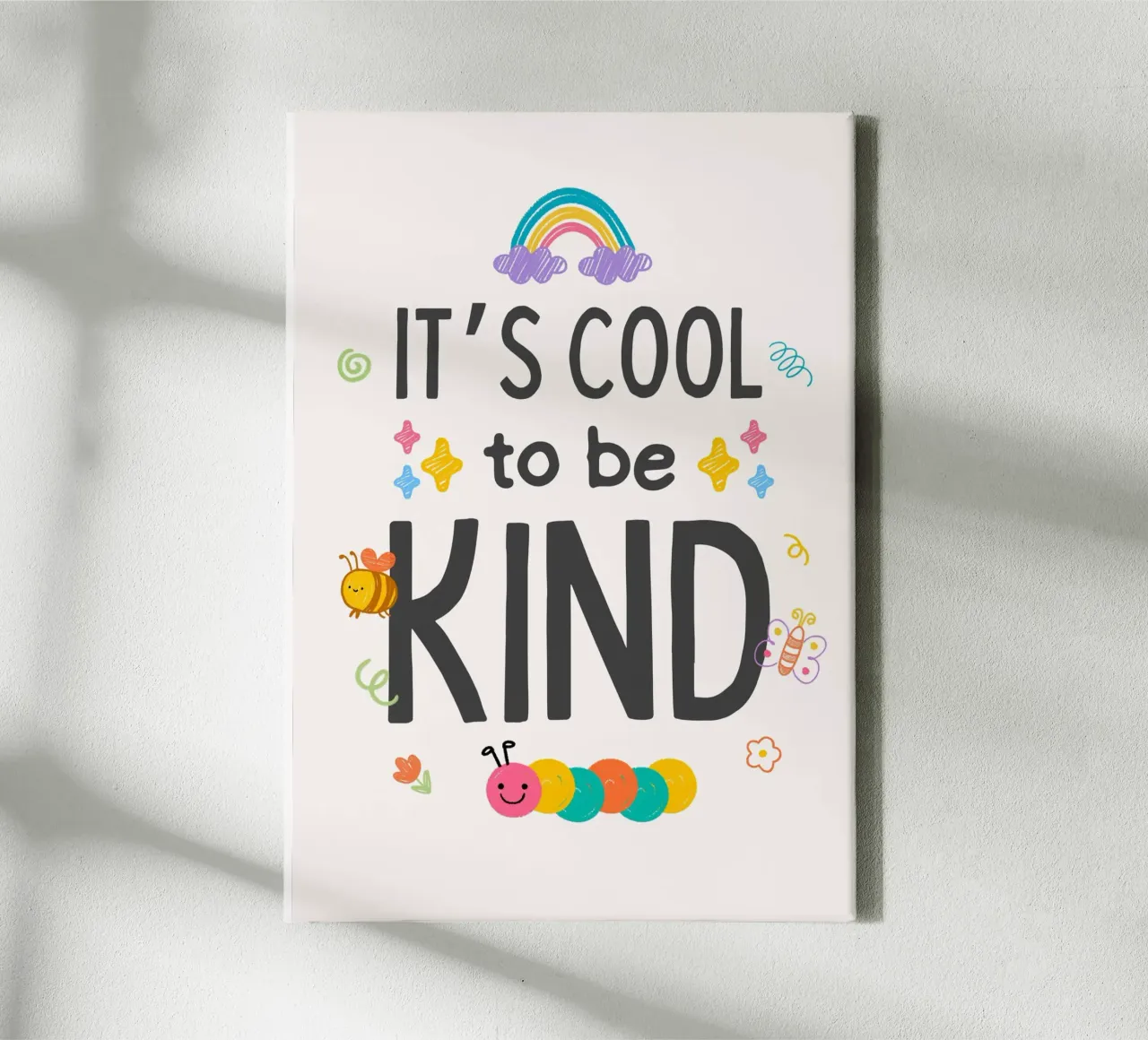 Vriendelijkheidsposter "It's Cool to be Kindness" - Kinderkunst canvas met Baklijst van vintagepod