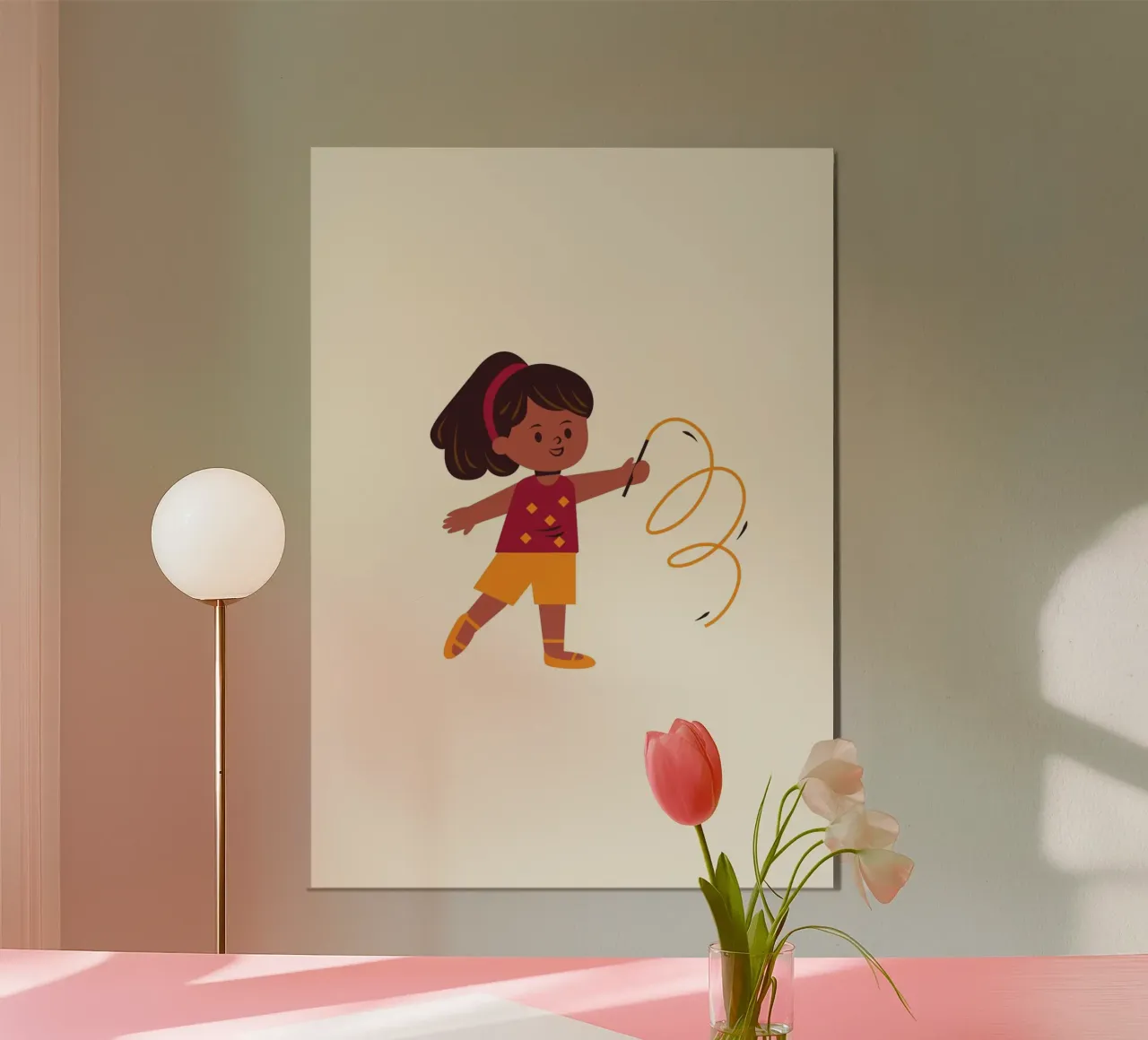 Poster con ragazza ginnasta con nastro - Arte sportiva per bambini poster da vintagepod