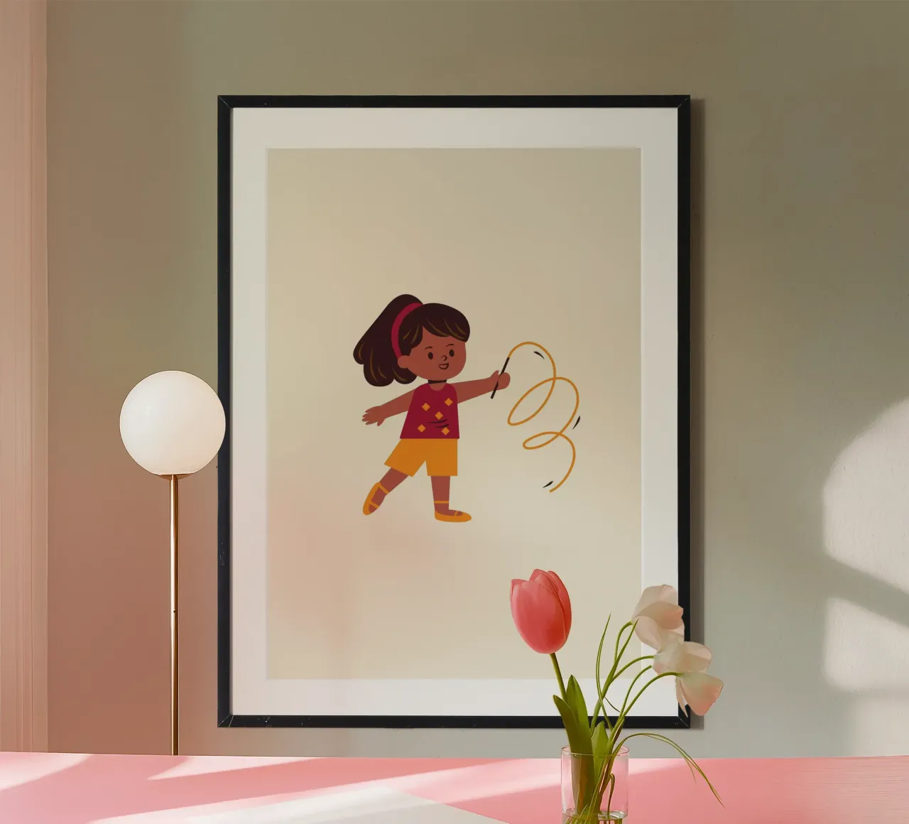 Poster con ragazza ginnasta con nastro - Arte sportiva per bambini poster da vintagepod