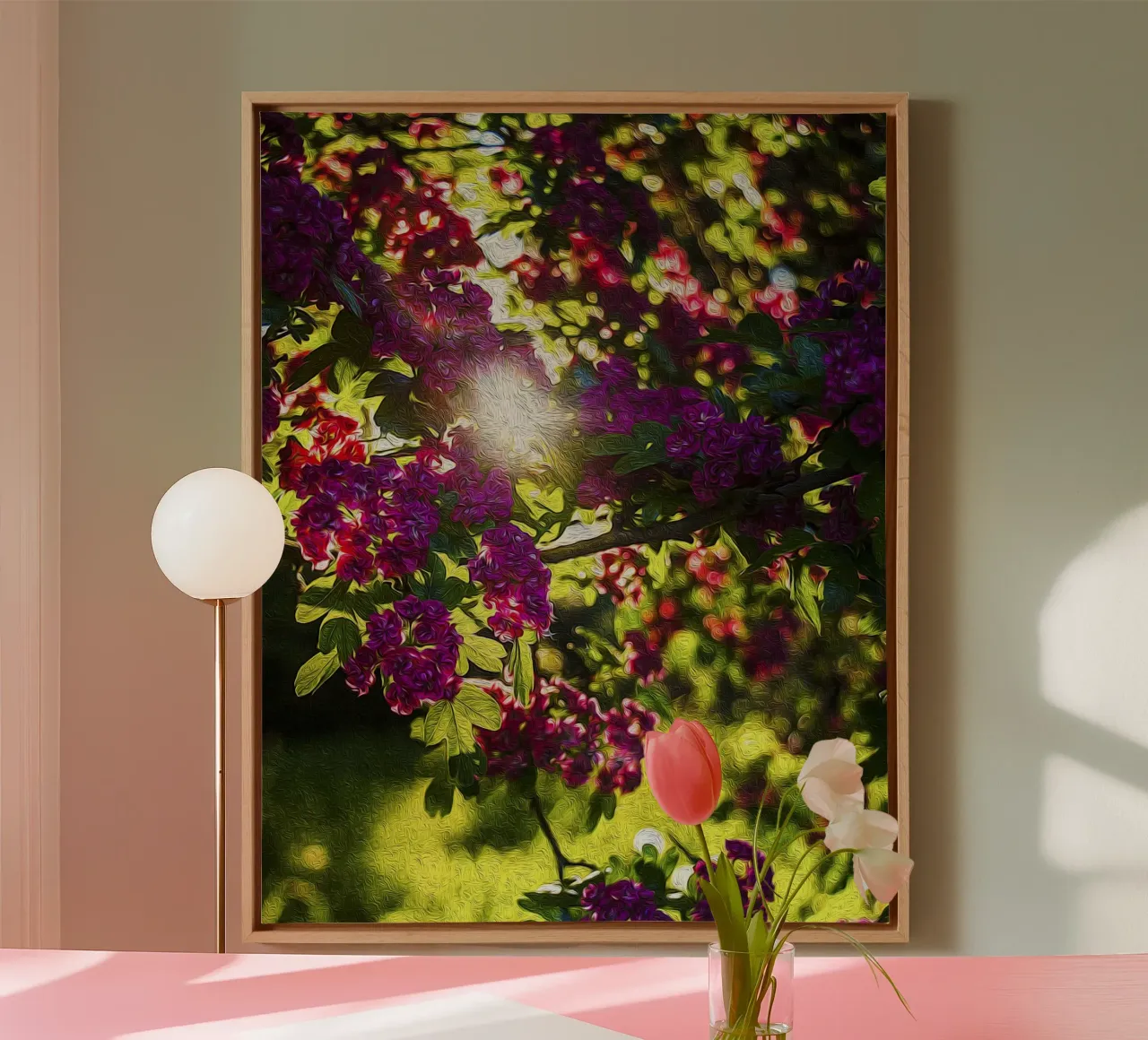 Rozenhemel & Diamond Sunlight - Olieverfschilderij Fine Art Print canvas met Baklijst van jay