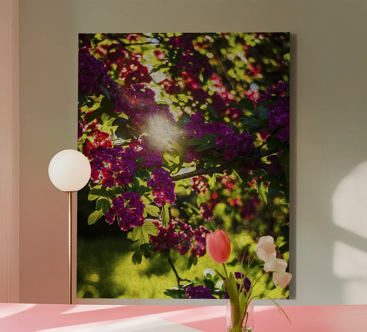 Rozenhemel & Diamond Sunlight - Olieverfschilderij Fine Art Print canvas met Baklijst van jay