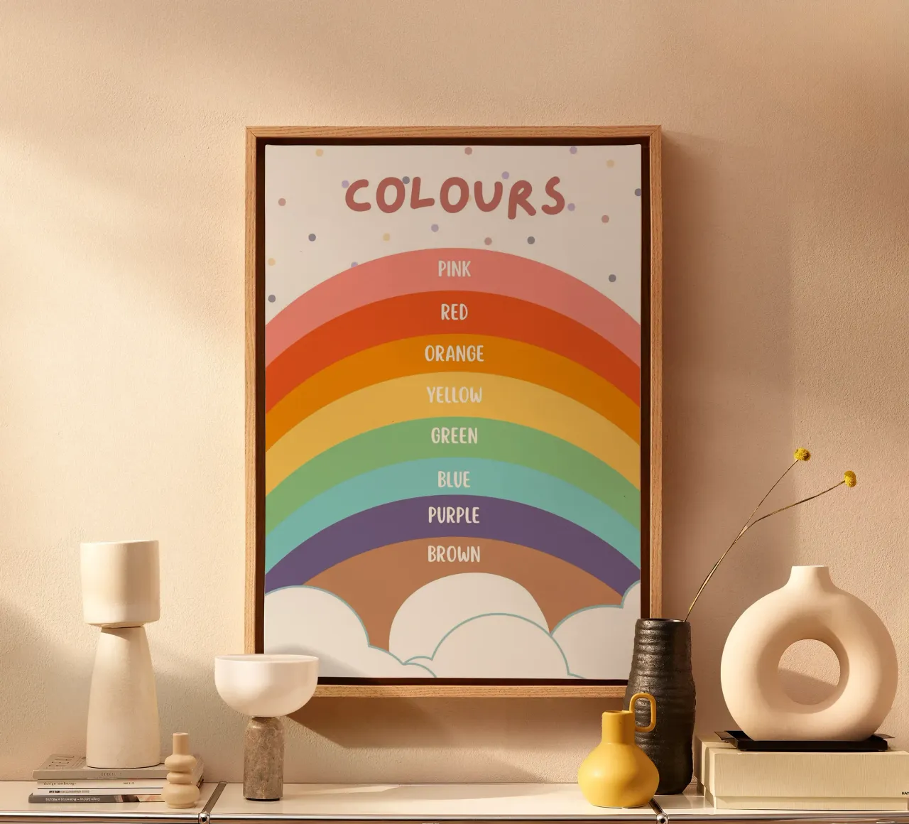 Poster con i colori dell'arcobaleno - Arte educativa per bambini tela con Cornice a cassetta da vintagepod