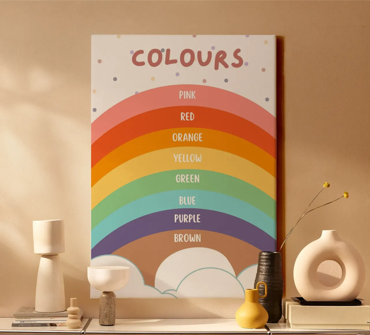 Poster con i colori dell'arcobaleno - Arte educativa per bambini tela con Cornice a cassetta da vintagepod