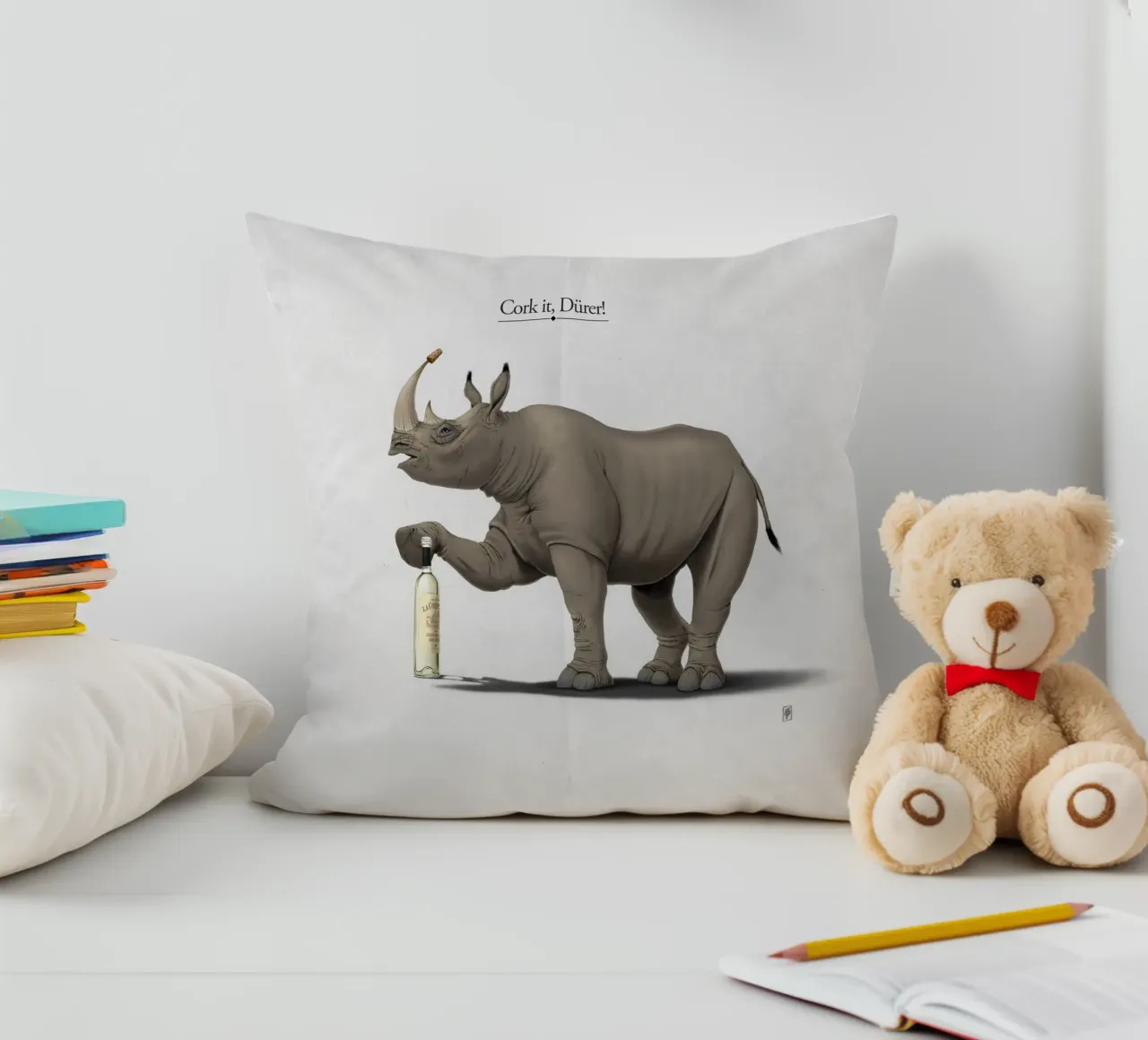 Cork it, Dürer! (Titled) cuscino da Rob Art | Illustration