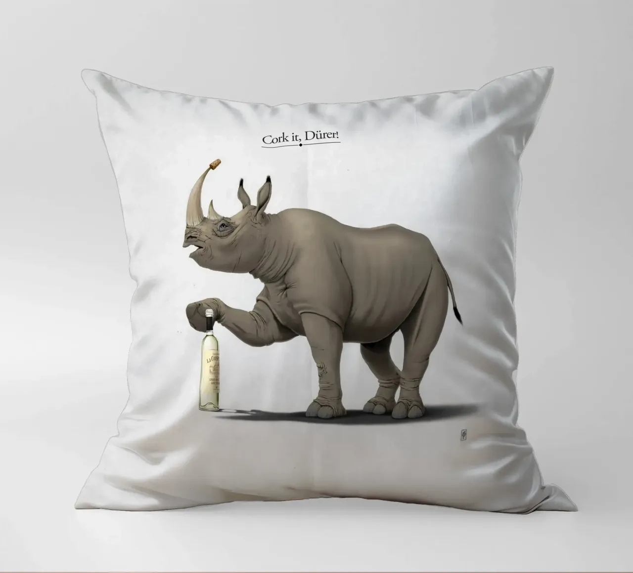 Cork it, Dürer! (Titled) cuscino da Rob Art | Illustration