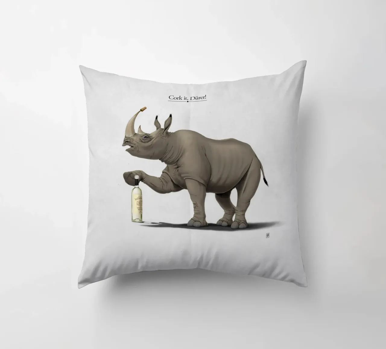 Cork it, Dürer! (Titled) cuscino da Rob Art | Illustration