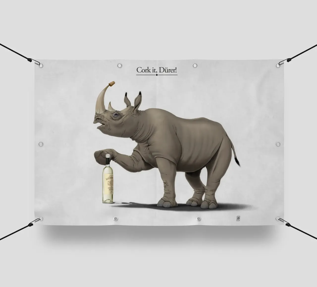 Cork it, Dürer! (Titled) telo in pvc da Rob Art | Illustration