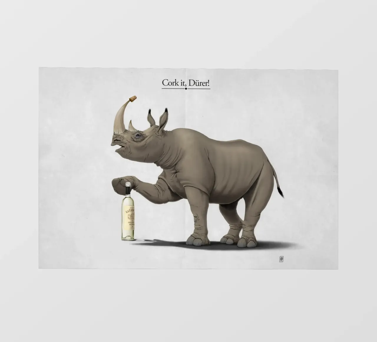Cork it, Dürer! (Titled) telo in pvc da Rob Art | Illustration