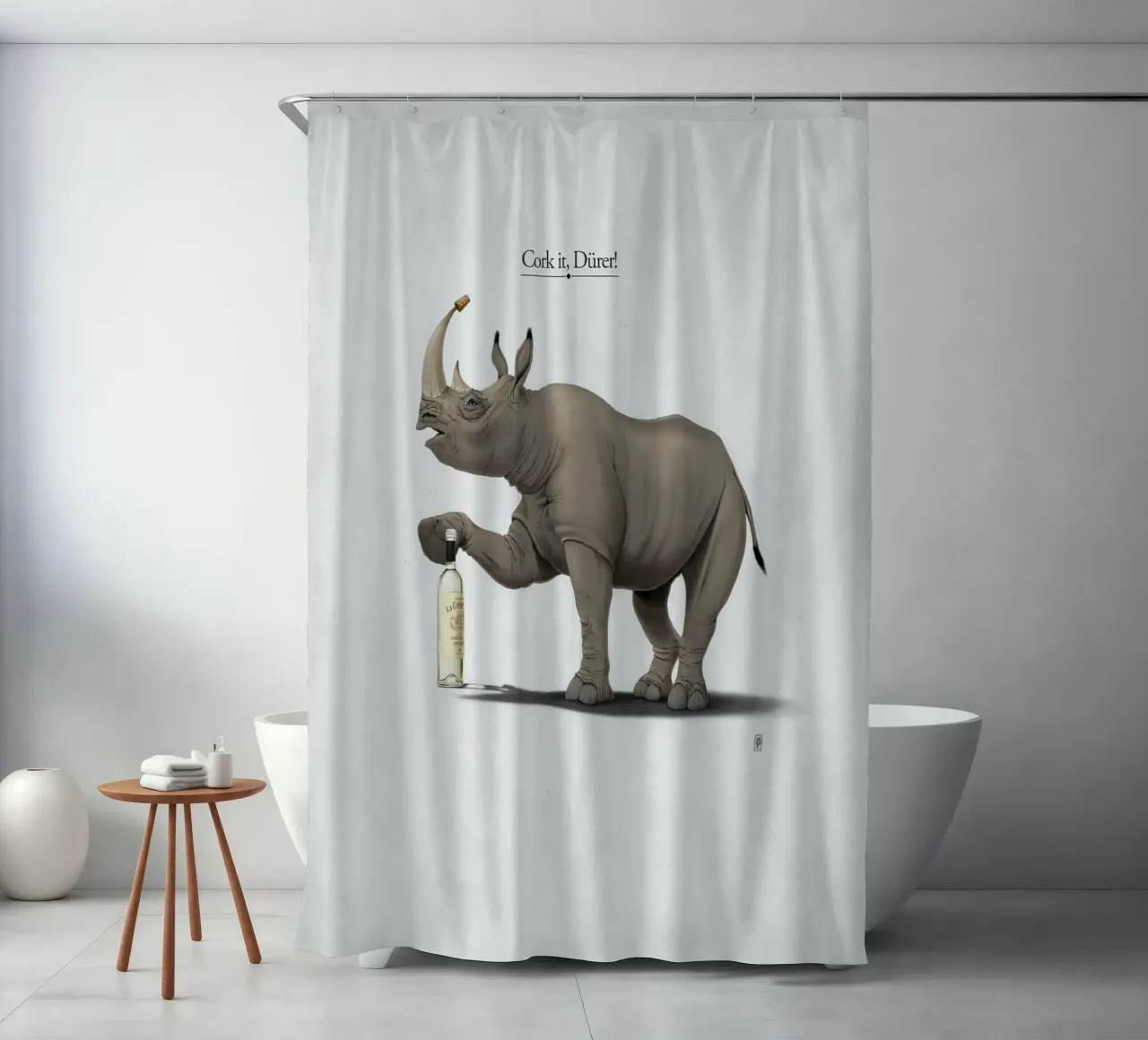 Cork it, Dürer! (Titled) tenda da doccia da Rob Art | Illustration