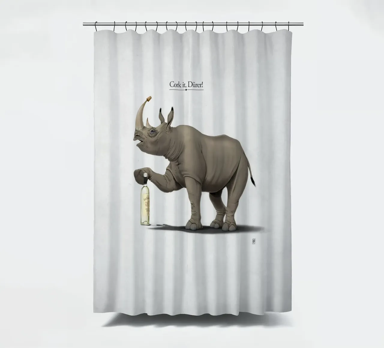 Cork it, Dürer! (Titled) tenda da doccia da Rob Art | Illustration
