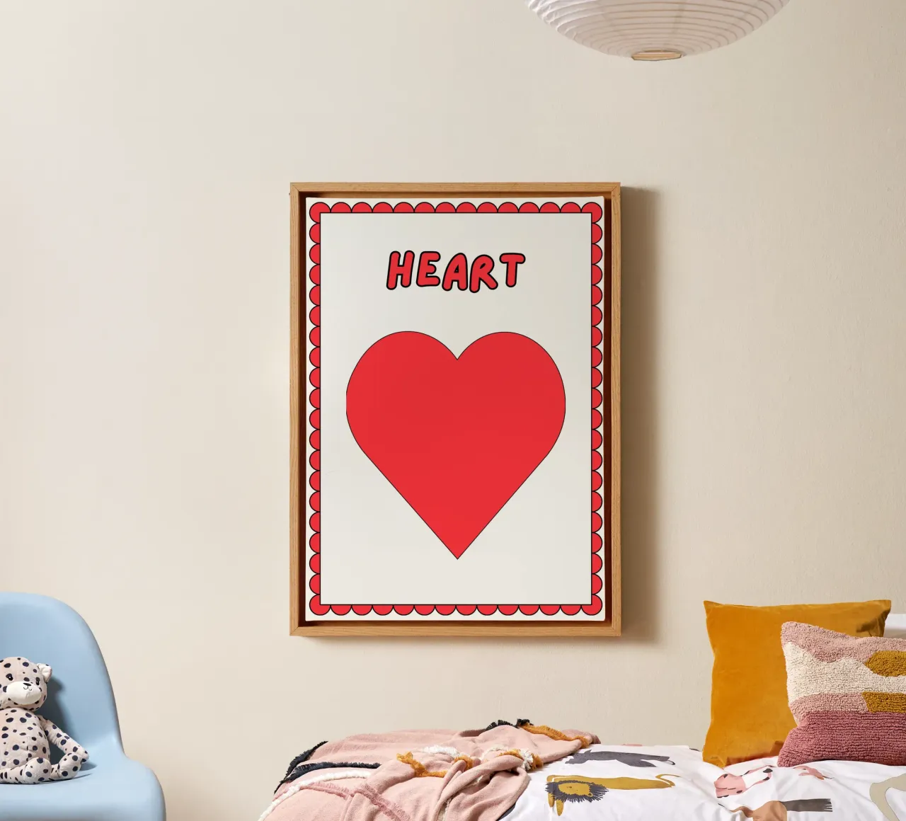 Poster a forma di cuore - Arte per la cameretta dei bambini tela con Cornice a cassetta da vintagepod