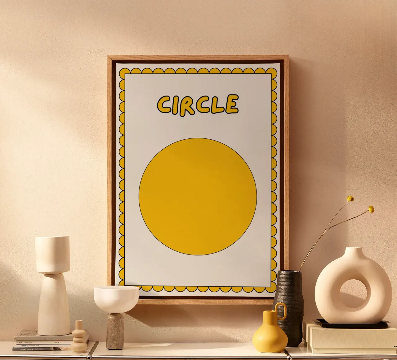 Poster a forma di cerchio - Arte per la cameretta dei bambini tela con Cornice a cassetta da vintagepod