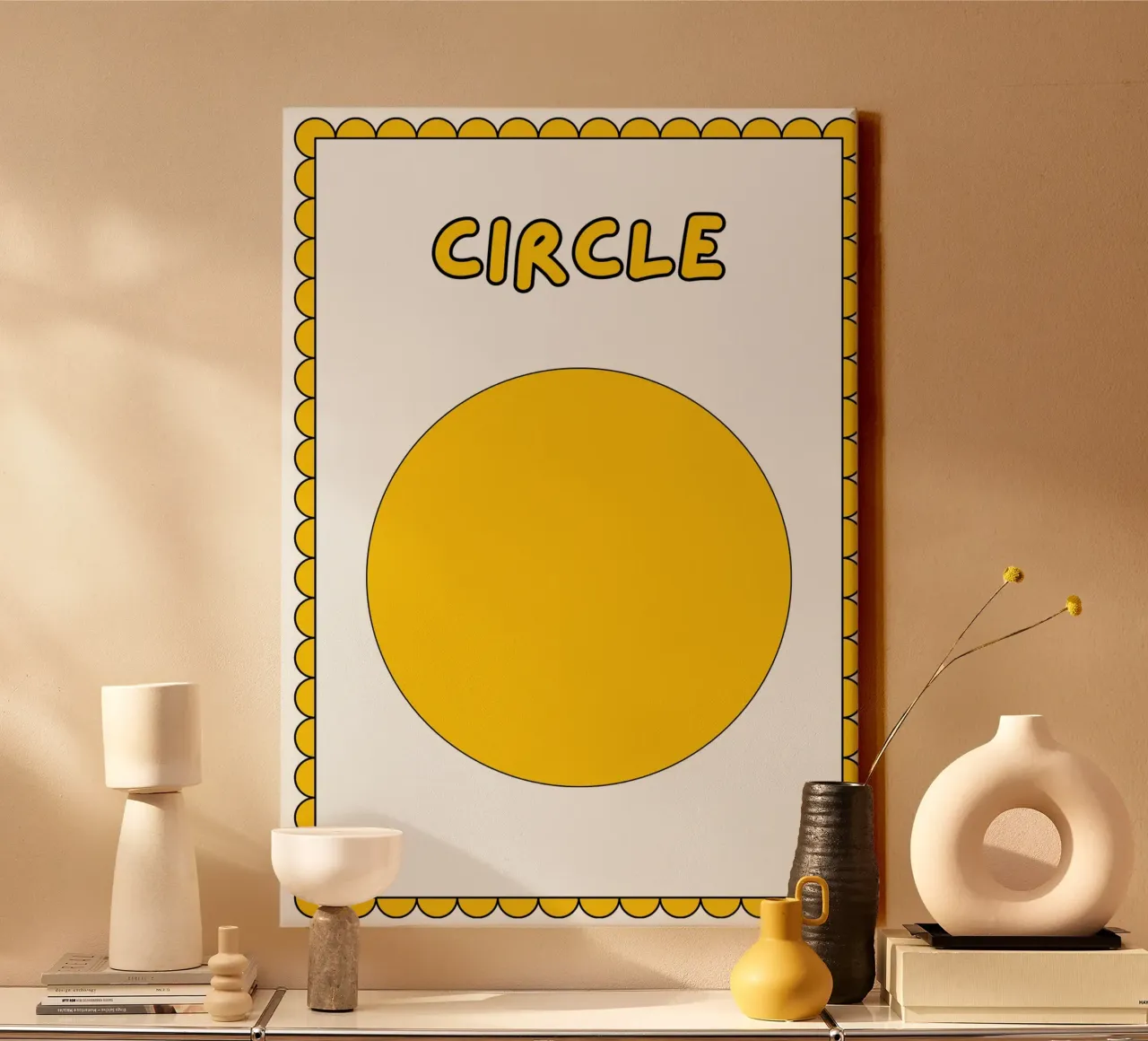 Poster a forma di cerchio - Arte per la cameretta dei bambini tela con Cornice a cassetta da vintagepod