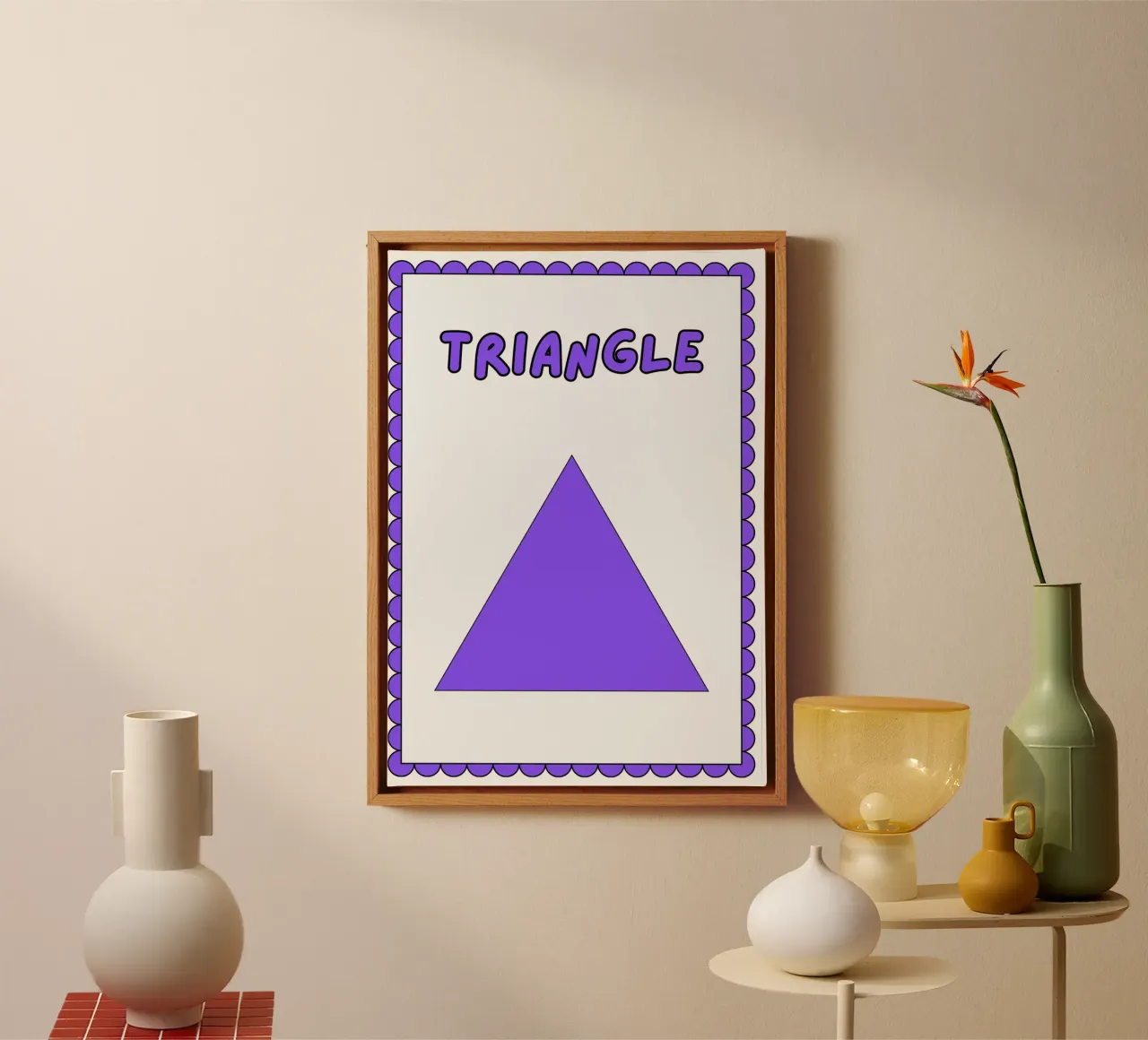 Poster a forma di triangolo - Arte per la cameretta dei bambini tela con Cornice a cassetta da vintagepod
