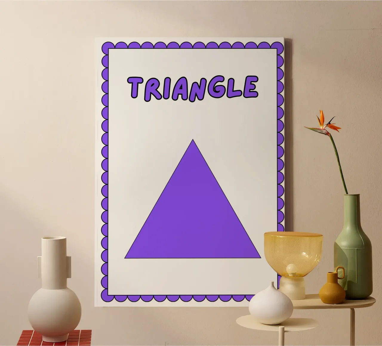 Poster a forma di triangolo - Arte per la cameretta dei bambini tela con Cornice a cassetta da vintagepod