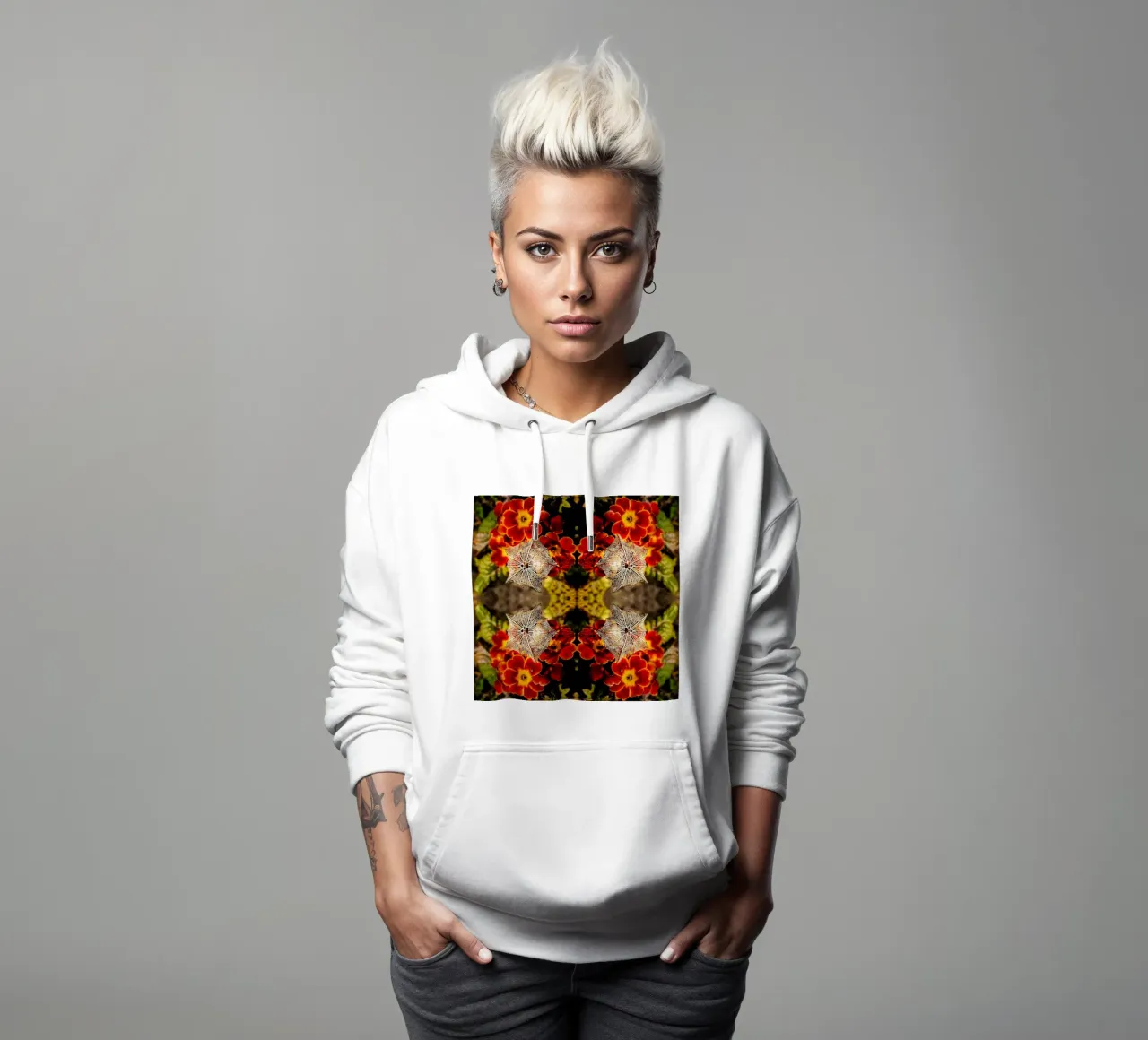 Mesmerized by your alien look - Stampa d'arte specchiante felpa con cappuccio da jay