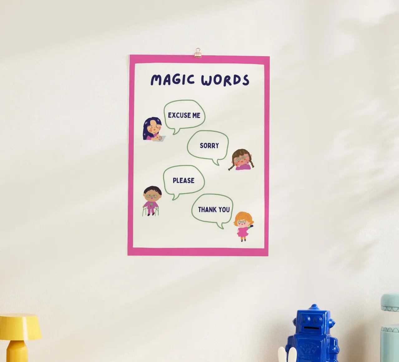 Poster con parole magiche e buone maniere - Arte sociale per bambini poster da vintagepod