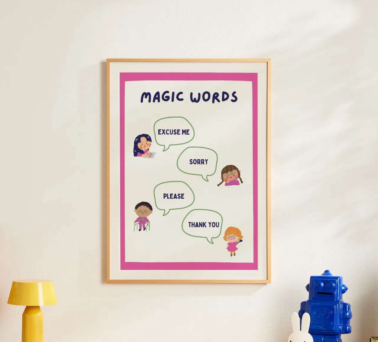 Poster con parole magiche e buone maniere - Arte sociale per bambini poster da vintagepod