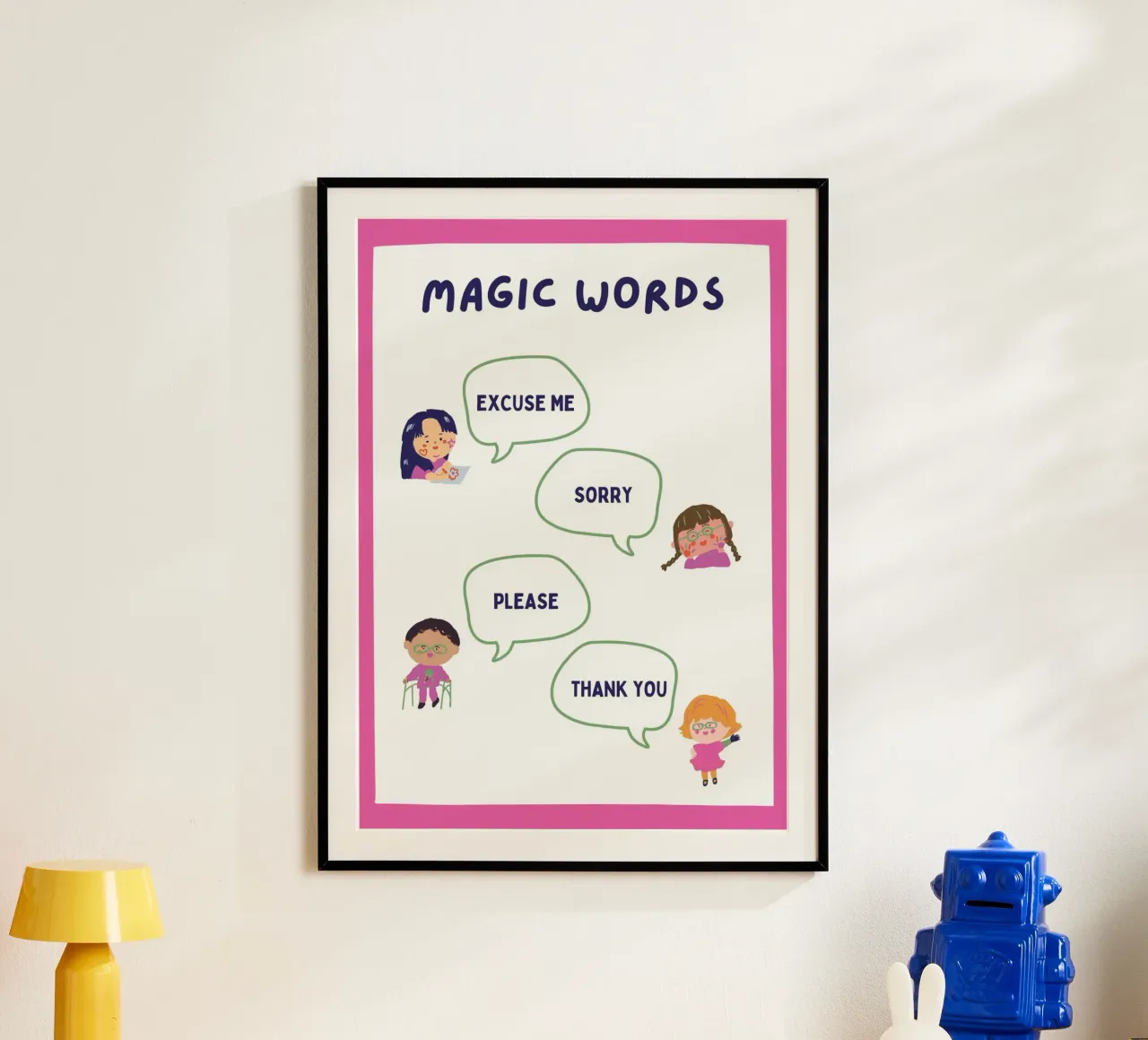 Poster con parole magiche e buone maniere - Arte sociale per bambini poster da vintagepod