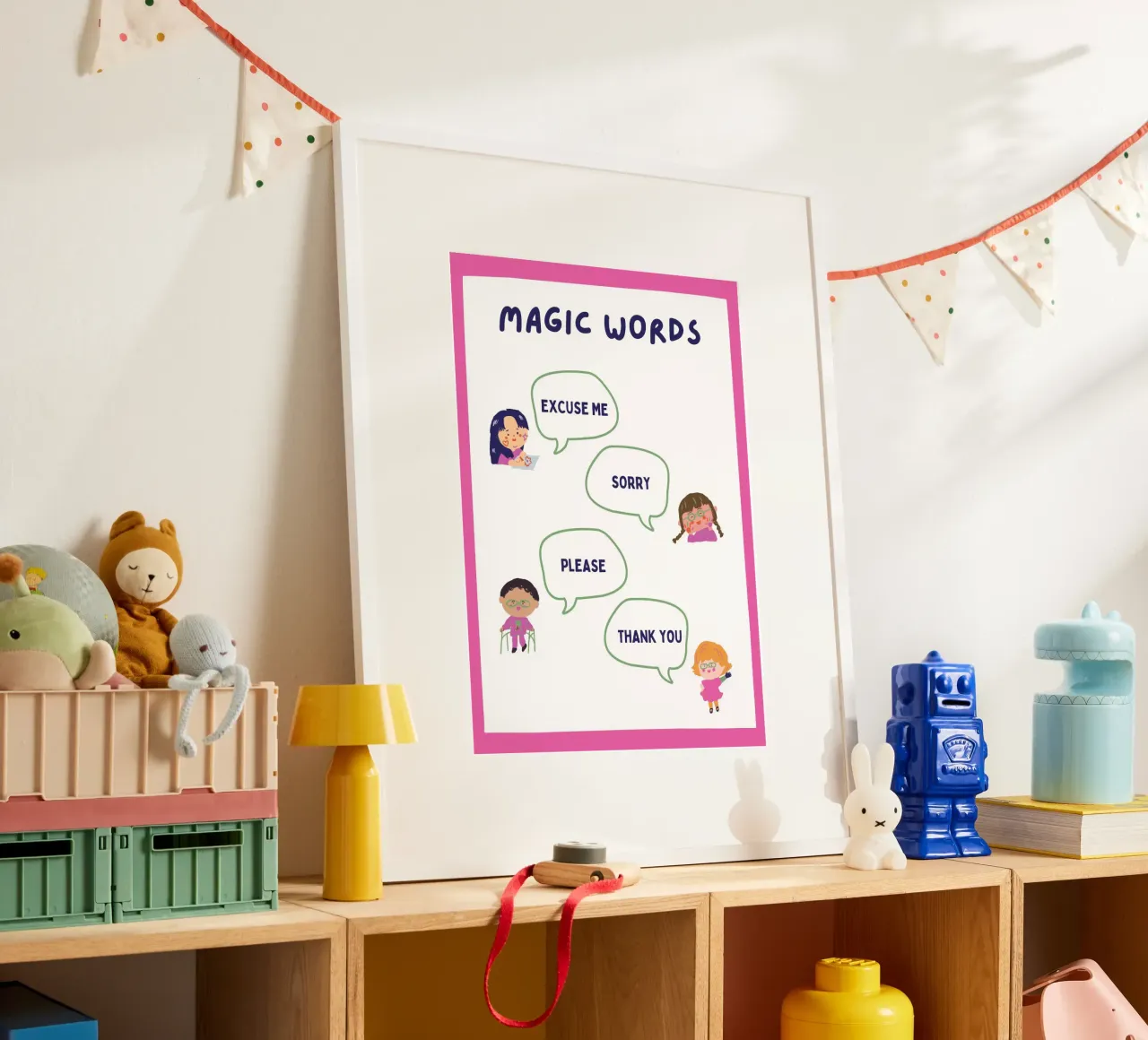Poster con parole magiche e buone maniere - Arte sociale per bambini poster da vintagepod