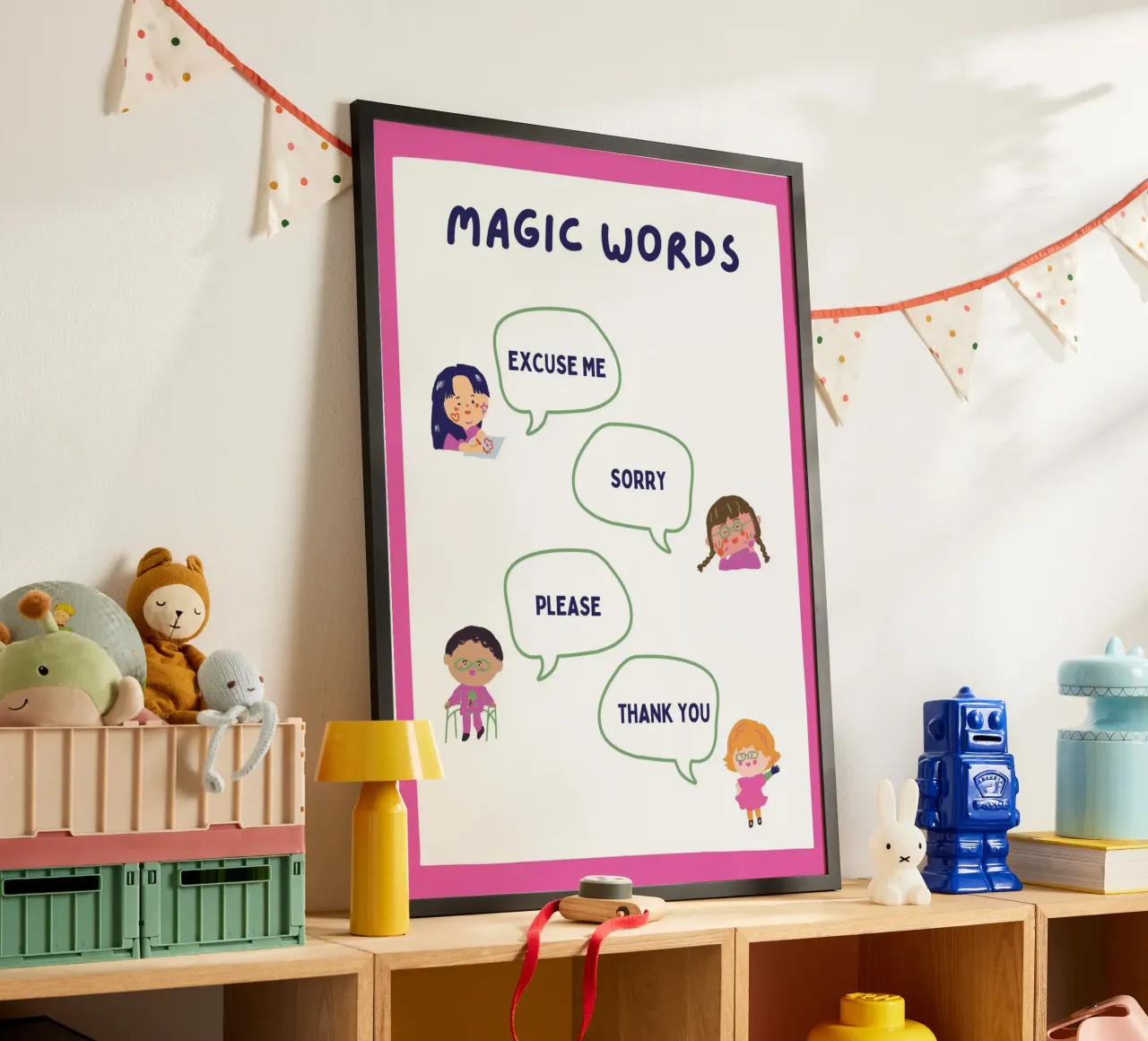 Poster con parole magiche e buone maniere - Arte sociale per bambini poster da vintagepod
