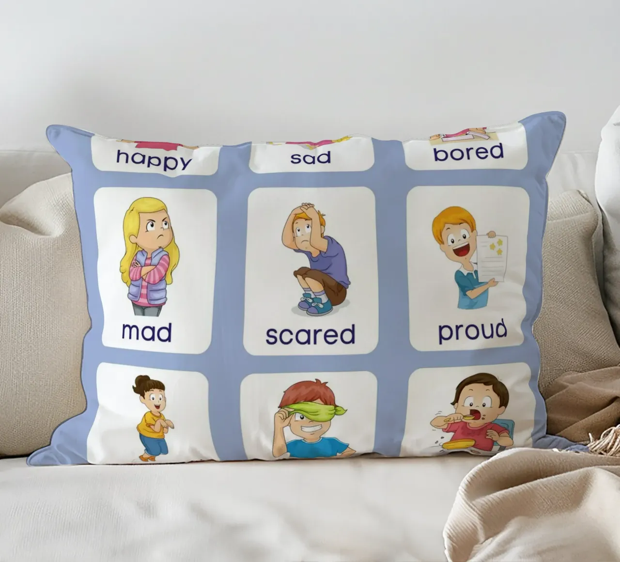 "Come ti senti?" Grafico delle emozioni per bambini cuscino da vintagepod