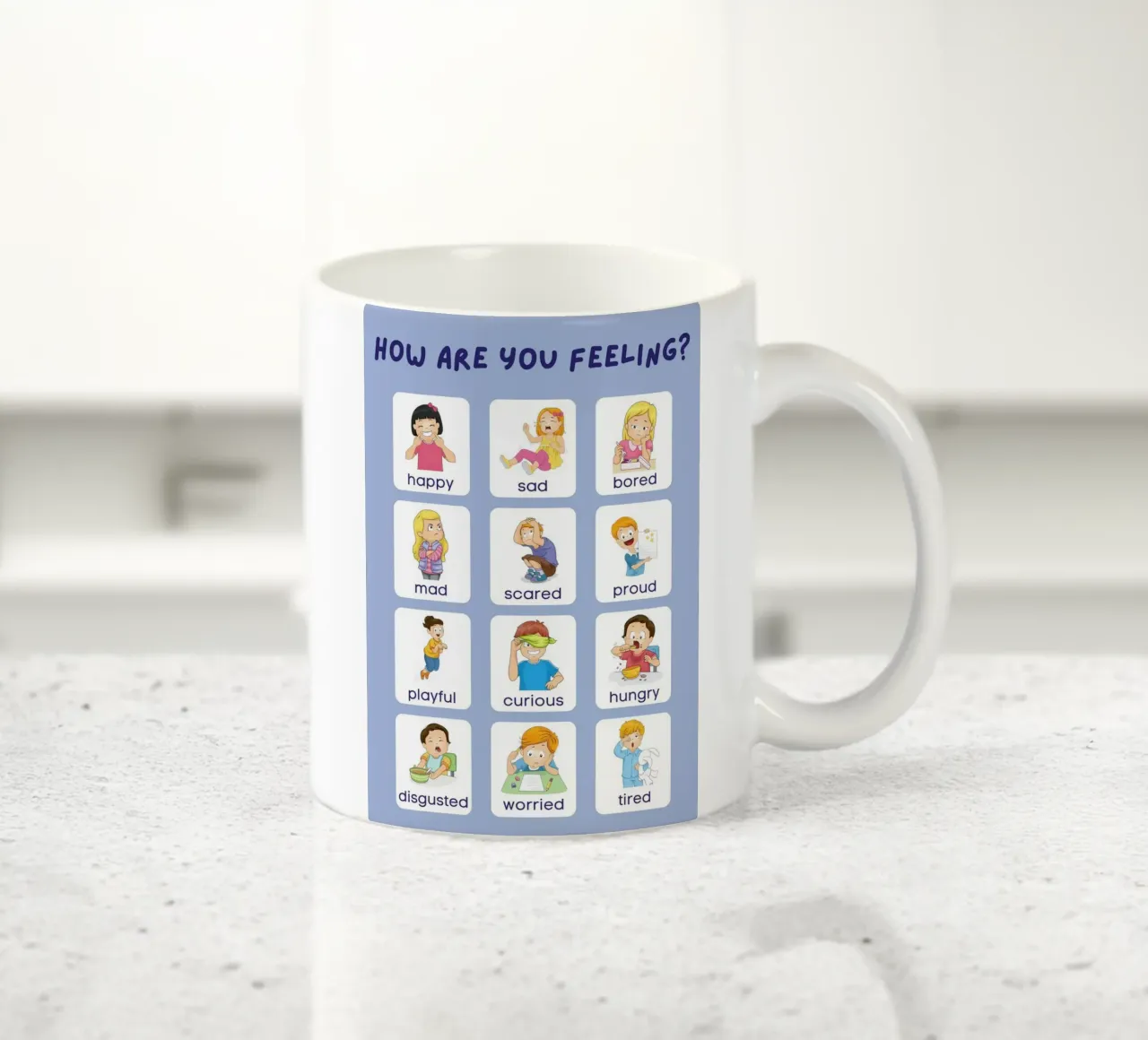 "Come ti senti?" Grafico delle emozioni per bambini tazza in ceramica da vintagepod