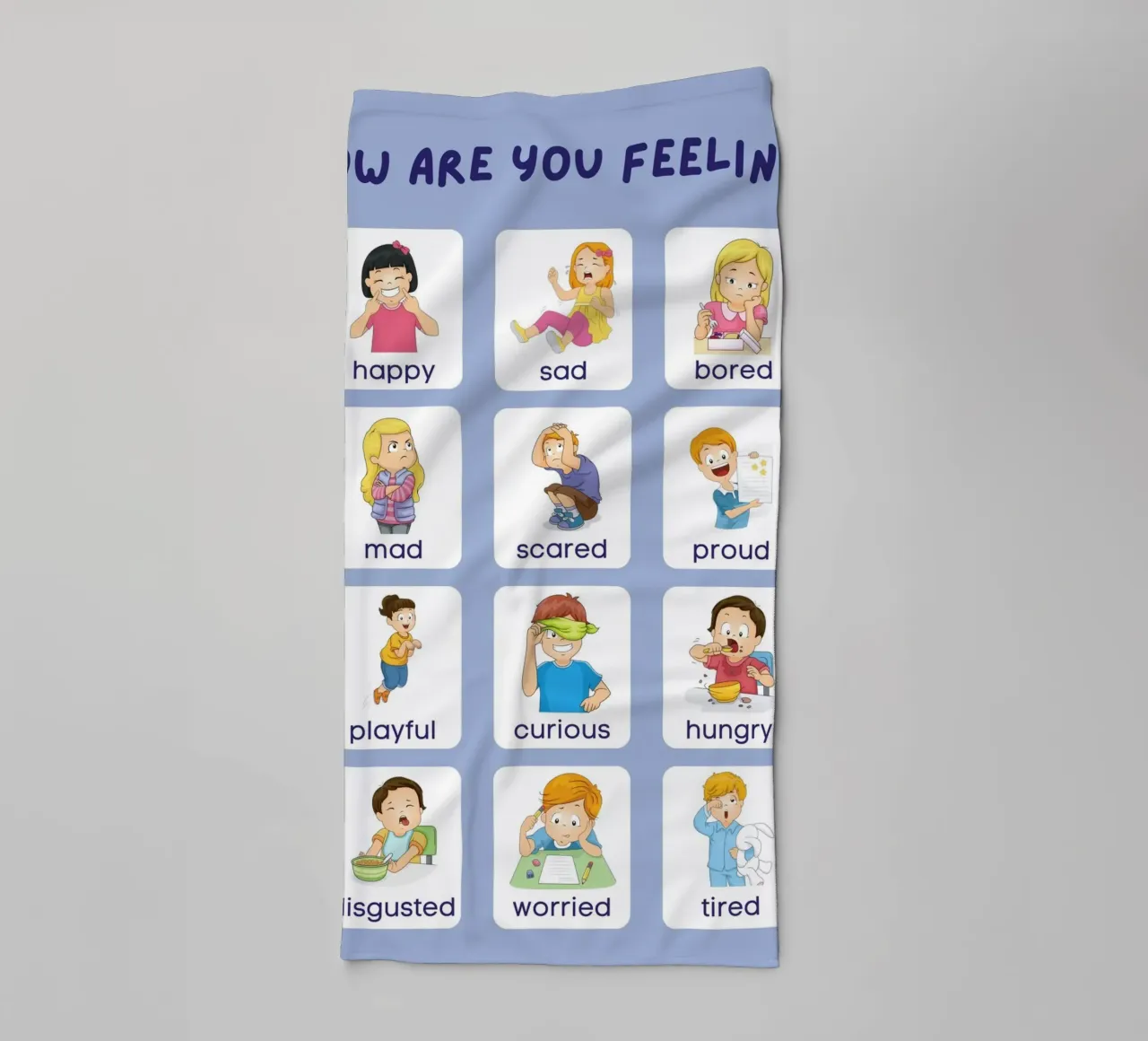 "Come ti senti?" Grafico delle emozioni per bambini asciugamano da bagno da vintagepod
