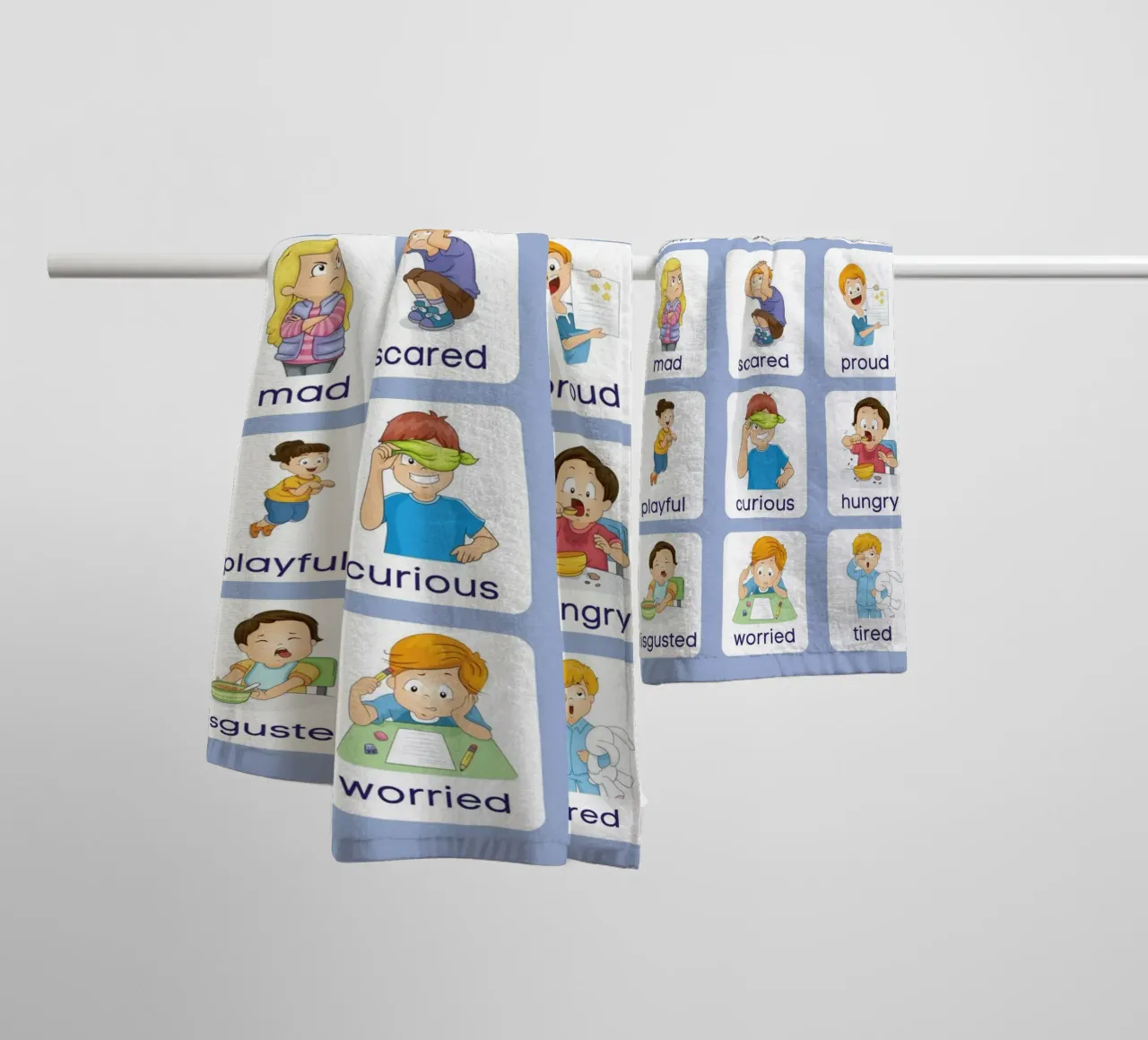 "Come ti senti?" Grafico delle emozioni per bambini asciugamano da bagno da vintagepod