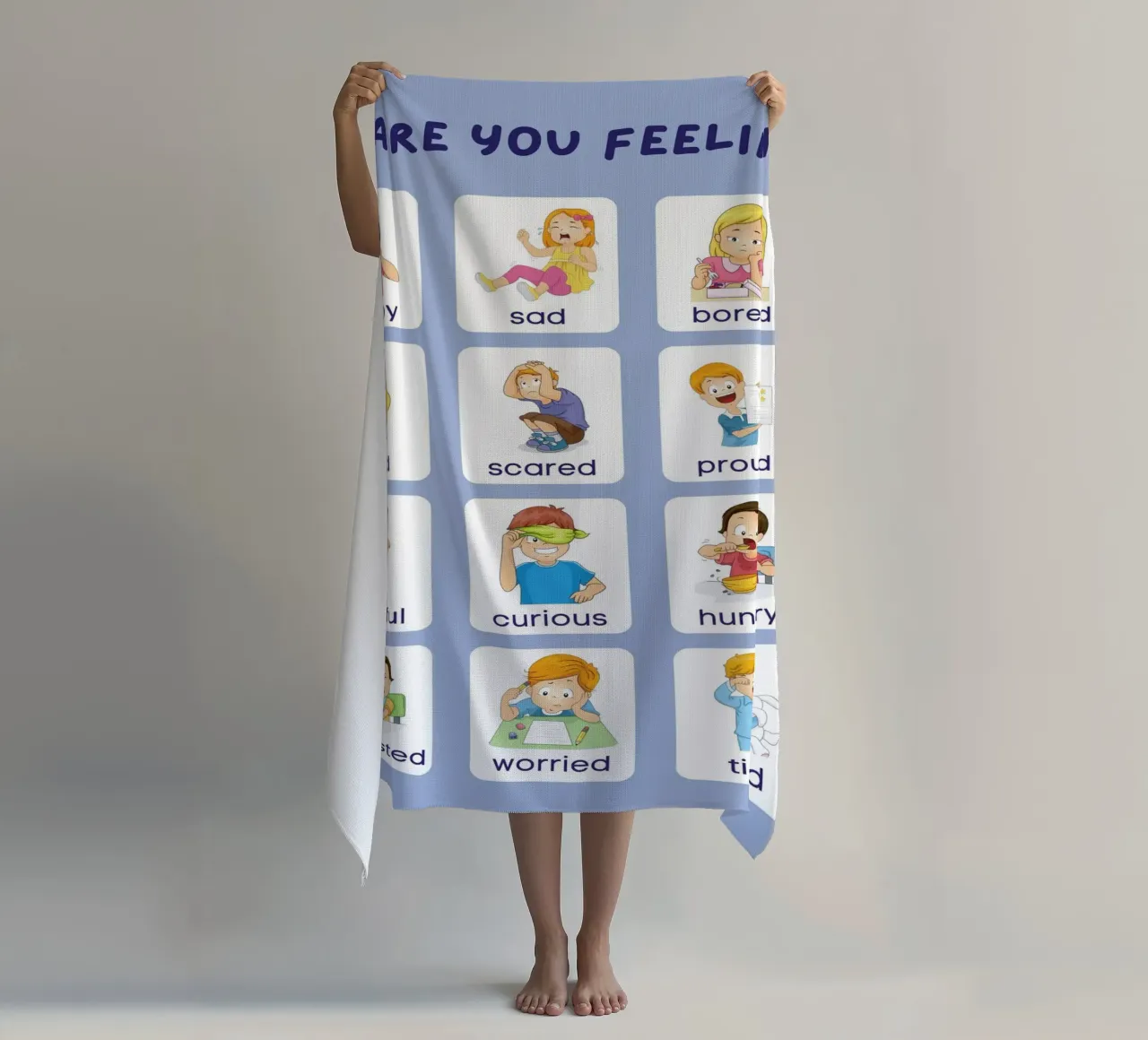 "Come ti senti?" Grafico delle emozioni per bambini telo mare da vintagepod
