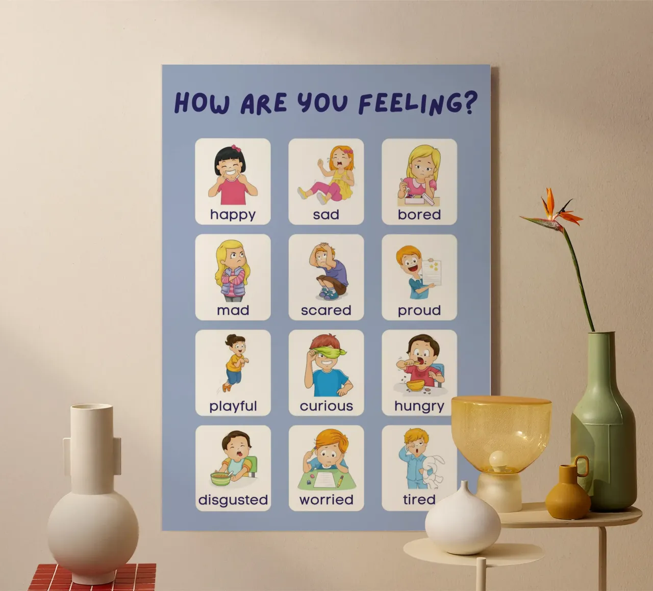 "Come ti senti?" Grafico delle emozioni per bambini plexiglass da vintagepod