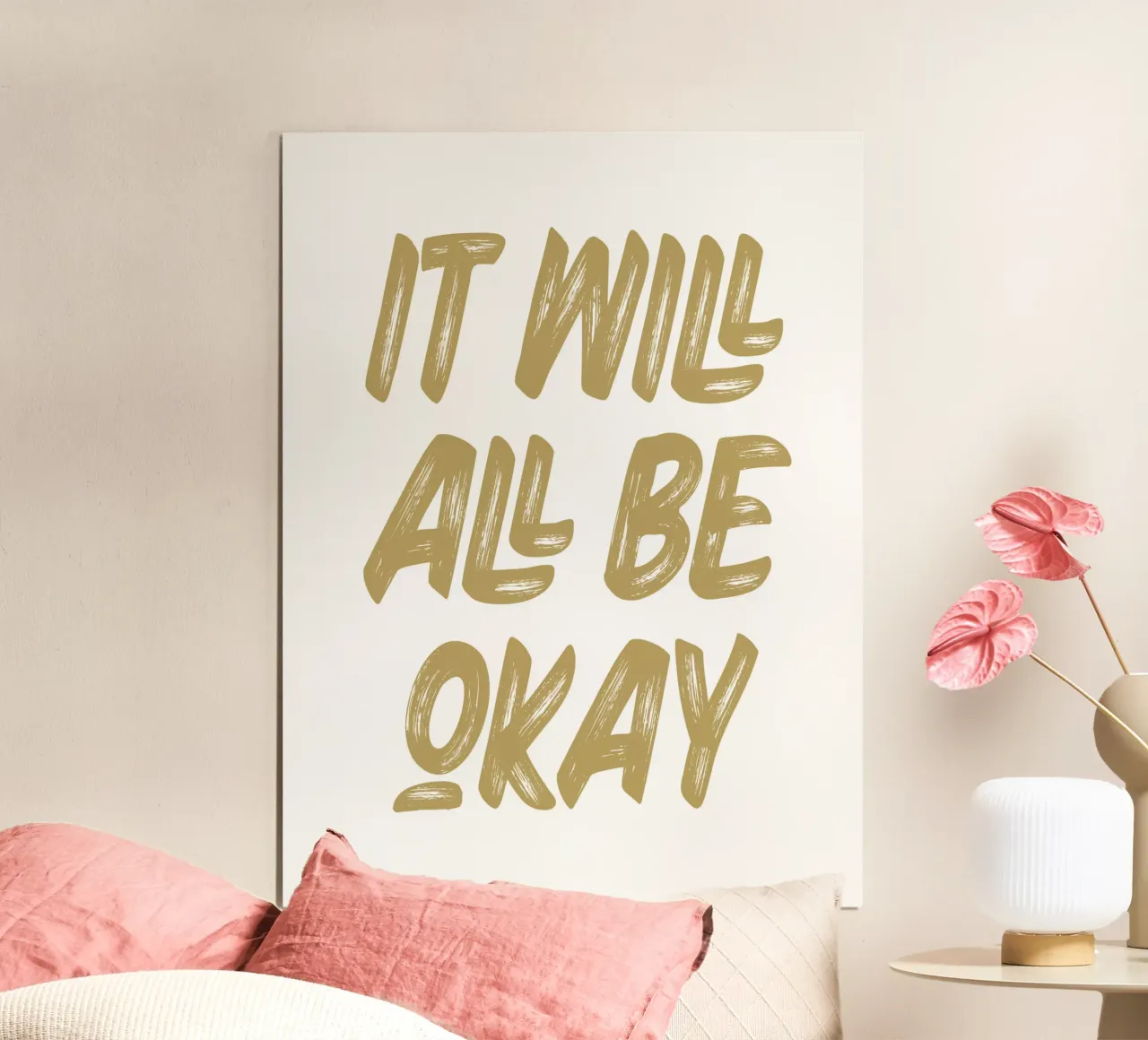 It will all be okay poster con telaio in alluminio da PinkCandyWalls