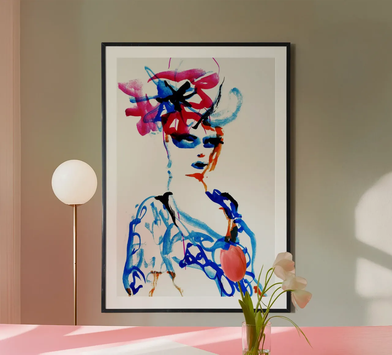 cappello a fiori poster con telaio in legno da k i m