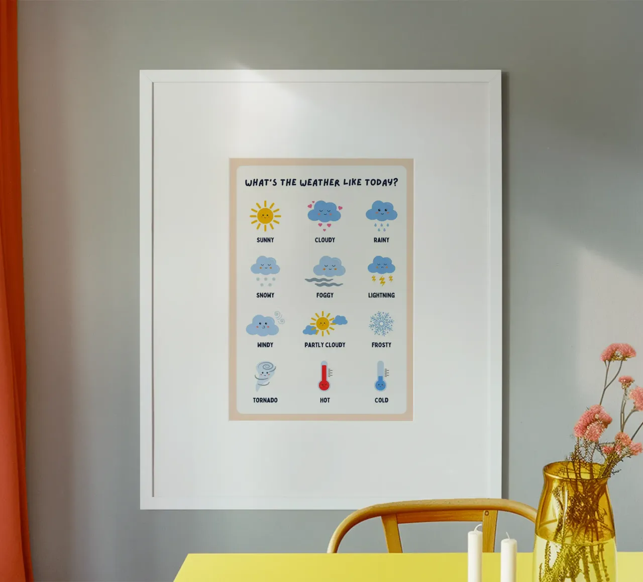 "Che tempo fa?" Poster artistico educativo per bambini poster da vintagepod